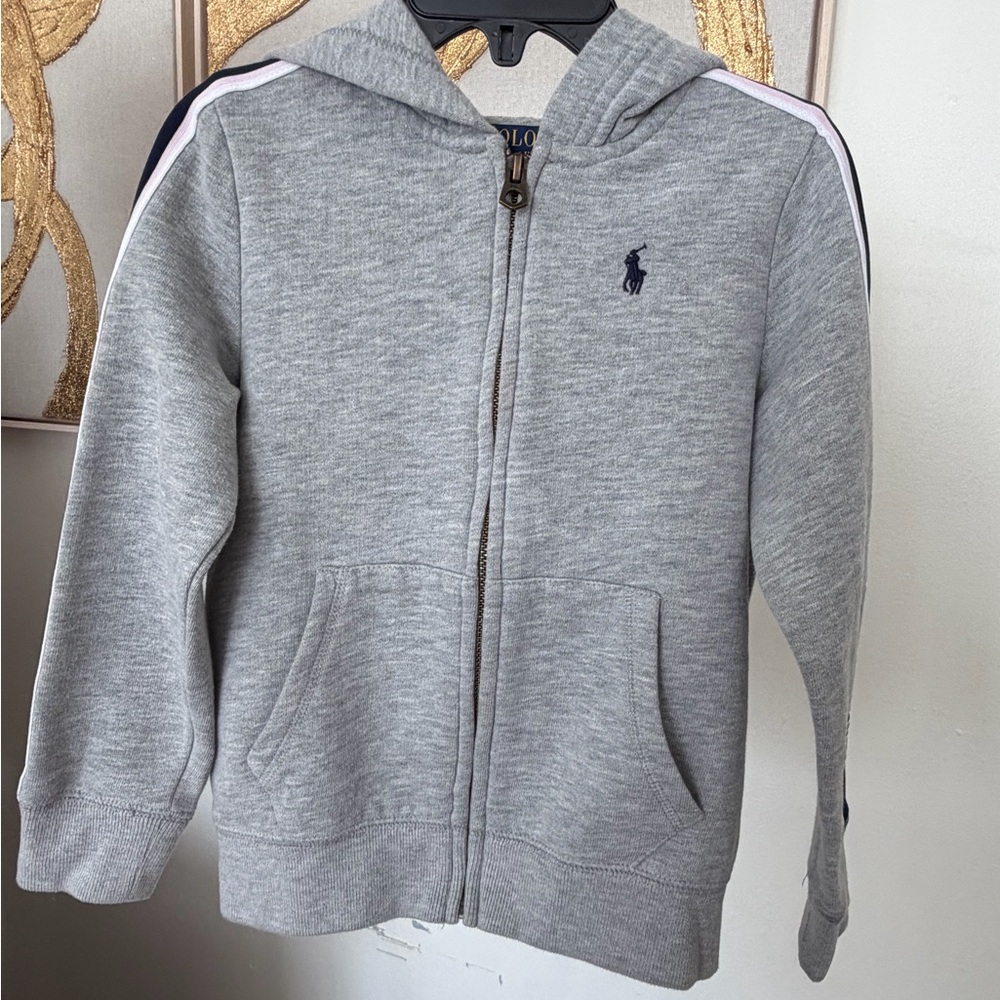 Polo by Ralph Lauren Girls Gray Zip-Up Hoodie Size 5